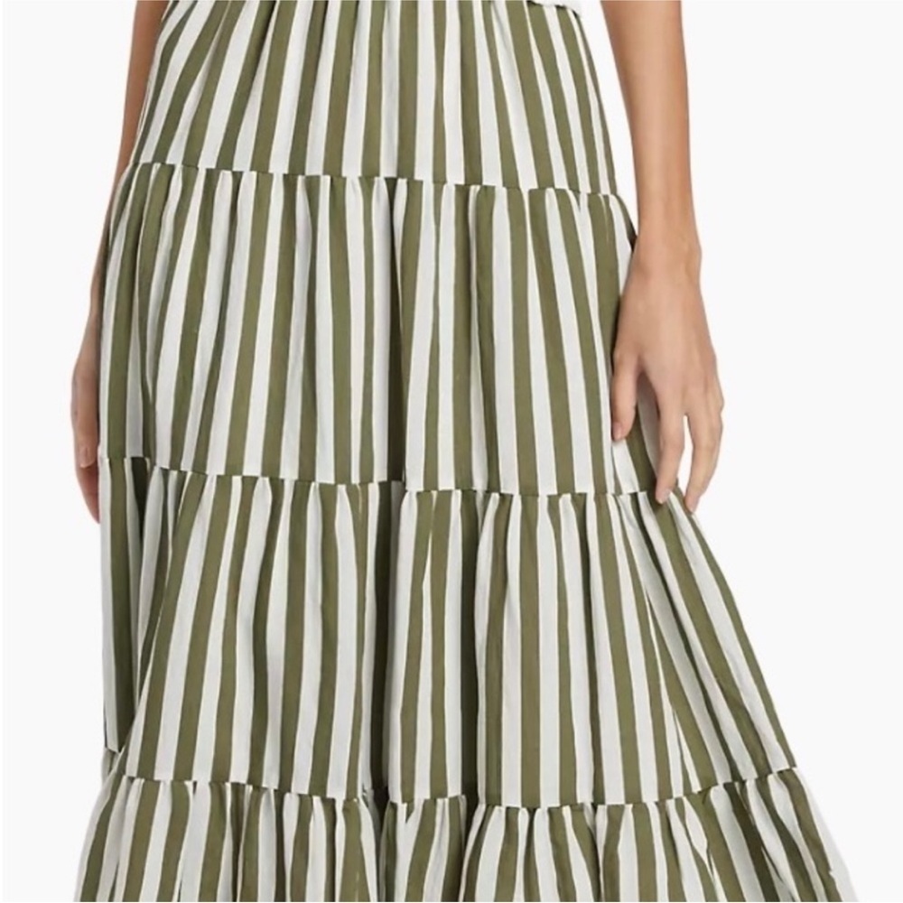 NWT En Saison mixed media shade green ivory striped CeCe dress Large L - Picture 7 of 13